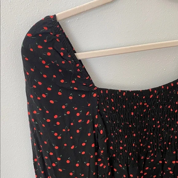 Free People Black Blouse with Red Cherries - Picture 11 of 16
